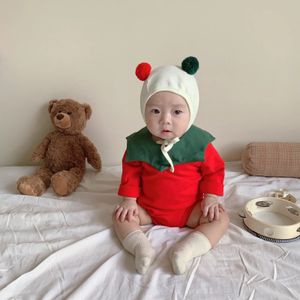 Barboteuses bébé vêtements ensemble de noël automne hiver fille un vêtement avec un chapeau 231115