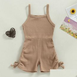 Mamelucos Ropa de bebé para niña Verano Ropa para niños Monos Cosas Artículos Cosas Sin mangas Romper Outwear Traje para niños 230525 Dro Dhtqs