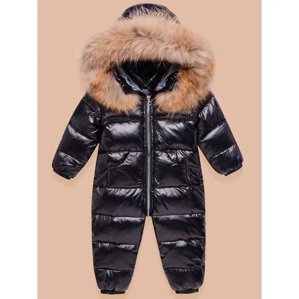 Barboteuses Manteau bébé fourrure véritable combinaison garçon vêtements pour enfants et filles combinaison de neige hiver épais manteau bébé combinaison enfant TZ457 x1013