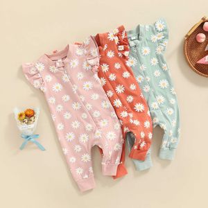 Barboteuses bébé fille vêtements pour 018M été coton nouveau-né bébé fille fleur imprimer fermeture éclair barboteuse combinaison mode vêtements pour bébés J220922