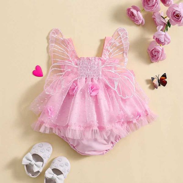 Rompers Baby Girl Première tenue d'anniversaire Nouveau-né robe roberie roberie Butterfly tutu robes de gâteau sucré smash vêtements h240508