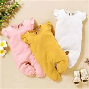 Rompers baby meisje ruches mouw romper pasgeboren baby casuals kleding zomer schattig bodysuit jumpsuit baby meisje kleding voor 0-18 maanden d240425