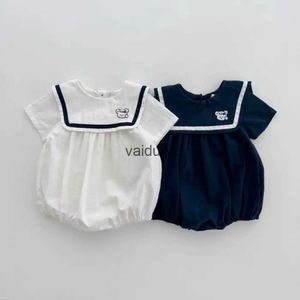 Rompers Baby Girl Sailor Collier Bodys Summer Nouveau enfant à manches courtes à manches courtes mignonnes NOUVELLE-NOURNE LETTE NOUVEAU COLLAIS NAVY CLARS 0-24M H240508