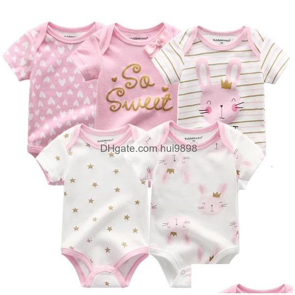 Rompers Baby Girls Bodys Sucts à manches courtes Coton Bunny Sauthes Infantis Vêtements Born Boys Roupas de Bebe Tesfit Vêtements 240131 DRO DHA7O
