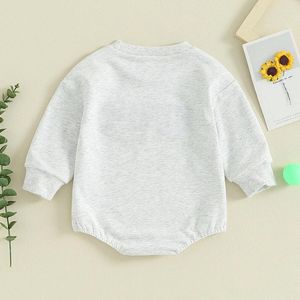 Barboteuse pour bébés filles et garçons, sweat-shirt avec lettres brodées, col ras du cou, manches longues, body d'automne pour tout-petits