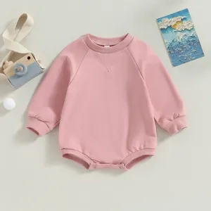 Mamelucos para bebés, niñas y niños, sudaderas de Color sólido con cuello redondo, monos de manga larga para niños pequeños, ropa de otoño, monos para bebés nacidos