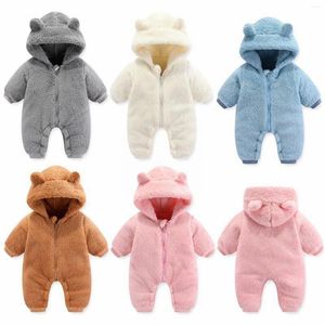 Barboteuse bébé filles garçons vêtements d'hiver combinaison de neige ours en peluche Onesie tenue né polaire combinaison barboteuse manteau à capuche costume