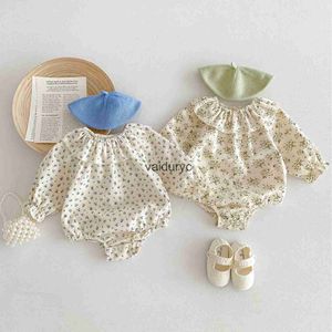 Rompers babymeisjes kleren ruches kraag babymeisjes kleding baby outfit lange mouw H240426