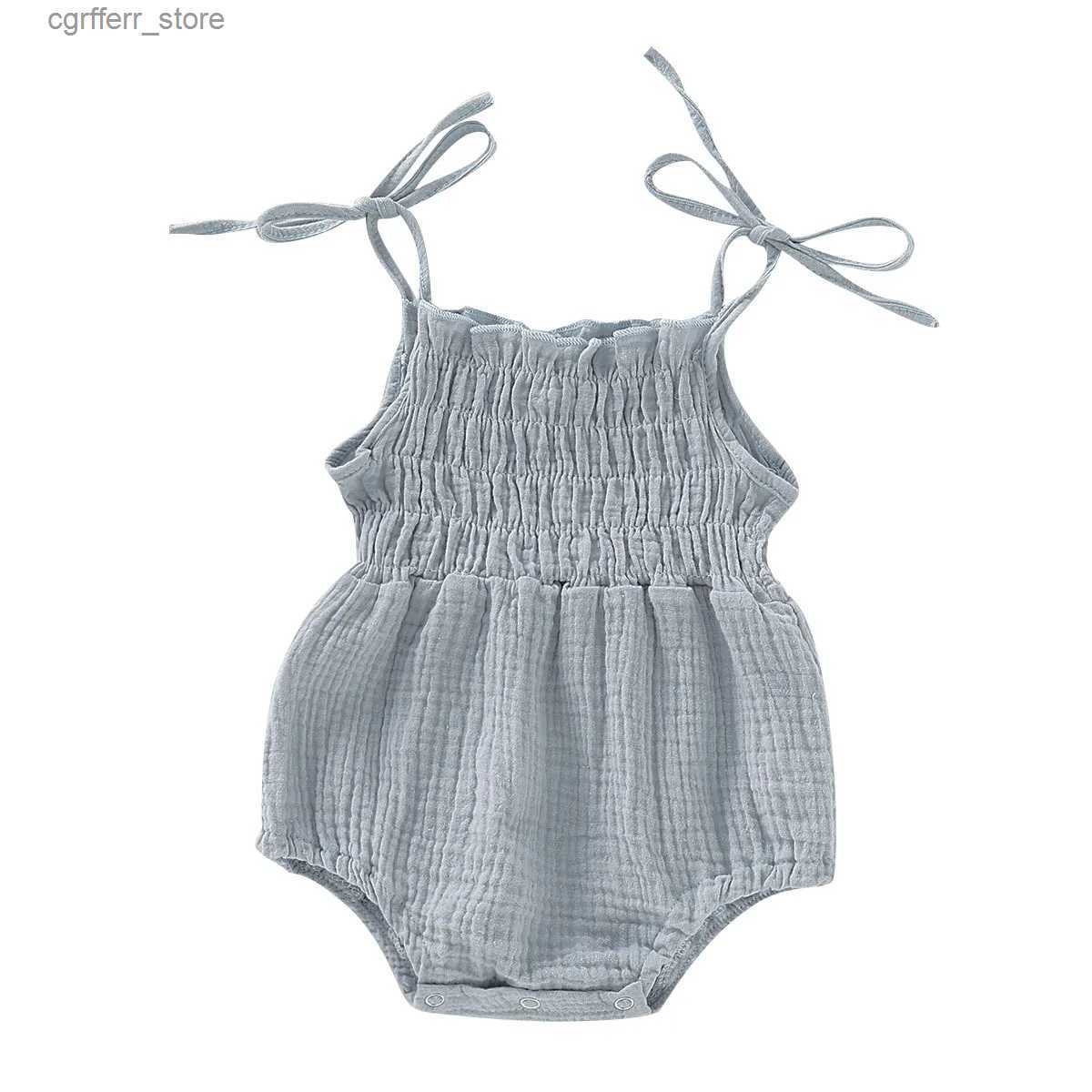 Rompers Baby Girls Clothes Sling Jumpsuit Nyfödd ärmlös Summer Muslin Cotton Rompers 0-2 år L410
