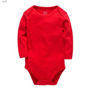 Barboteuses Bébé filles vêtements Body costume nouveau-né infantile garçons barboteuse infantile à manches longues été rouge combinaison coton couleur unie pyjama BebeC24319