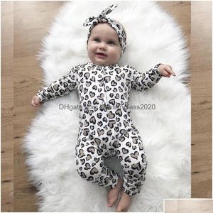 Barboteuses Bébés Filles Amour Coeur Barboteuse Enfants Col Rond À Manches Longues CombinaisonsAddbows Bandeaux 2Pcs Ensembles Saint Valentin Nouveau-né Enfant C Dhkme