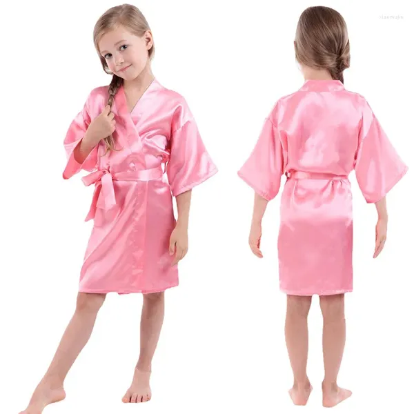 Barboteuses bébé enfants soie satin robe printemps été pyjamas peignoir court pour garçons filles vêtements de maison enfants mariage kimono cadeaux de fête