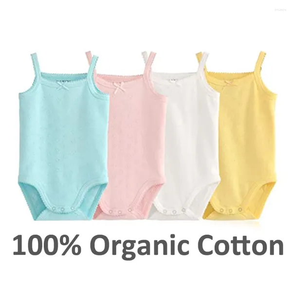 Barboteuse une pièce pour bébé fille, body en coton sans manches, combishort d'été pour tout-petits, vêtements blancs, tenue 2024