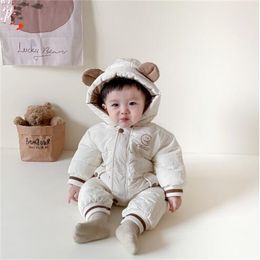 Rompers Baby onesie baby winter katoen met katoen met lange mouwen met een capuchonse pasgeboren kleding GC1853