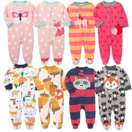 Rompertjes Baby Pyjama Rits Fleece geboren Meisjes Romper Warm Winter Ondergoed Overalls Jongens Outfits Truck Zuigelingen Kleding 230728