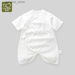 Rompers Baby Cotton Carton Cartoon Slant Opening Jumps Cuit pour garçons et filles Bodys Summer For Childrens Clothing Home Clothing L47