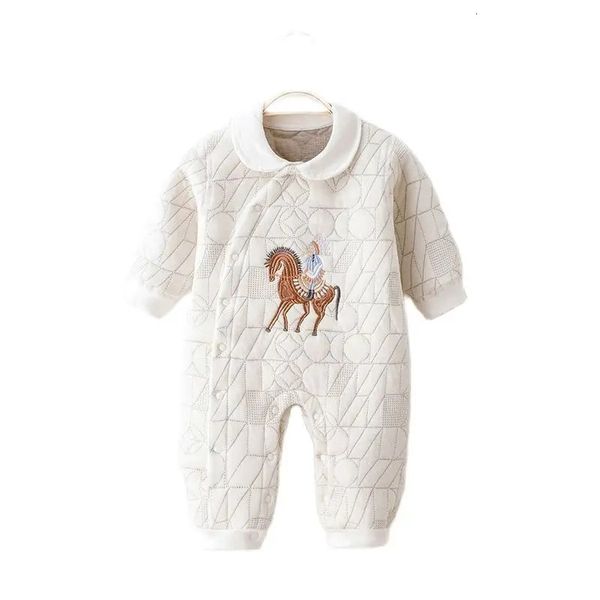 Barboteuses Baby Romper Footies Pyjamas pour 0 24M Born Girl Boy Vêtements Manches longues Boutons Infantile Salopette Coton Combinaisons TZ688 231202
