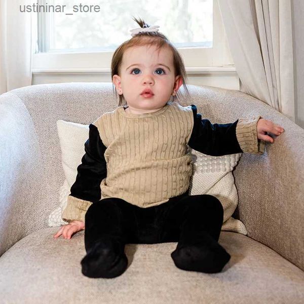 Rompers Romper Baby Mangas largas Ropa de algodón Velor/Cable Invierno Invierno Niños Niños Con atuendo de ropa Family Footies Baby L47