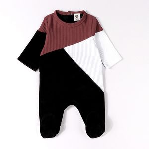 Rompers Baby Romper Pyjamas Kinderkleding Lange mouwen Lange mouwen Kinderkleding Velours en Rib Baby overalls Boy en Girl CloS Footies Romper 230425