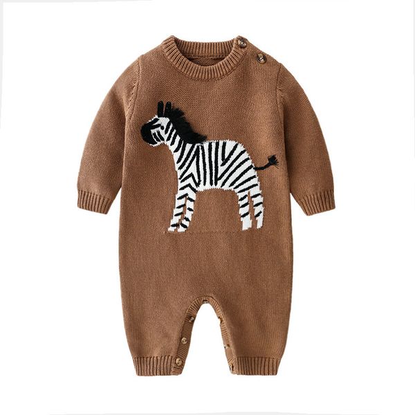Rompers Baby Rompers Automne Brown Long Sleeve Born Boys Filles Britted Pullers Jumps Curchs Winter Toddler Infant Turnits Wear 230816