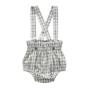 Rompers baby rompers pasgeboren jongen meisje mouwloze jumpsuits sunsuits sunsuits een stuk baby netwerk plaid outfits peuter kleren 6m-3t h240425