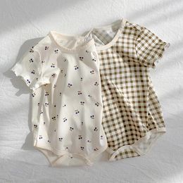 Barboteuse d'été à manches courtes pour bébé, combinaison d'escalade en coton pour garçon et fille de 0 à 2 ans, ensemble de tenues