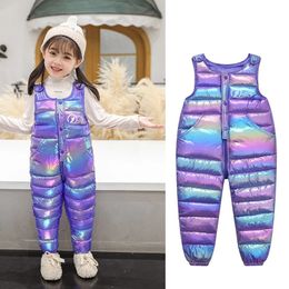 Rompertjes Baby Warme bandbroek Meisjes Jongens Winteroverall Dons-katoenen jumpsuit Kinderbescherming Koude sneeuwpak Rompertjes Kleding 1-5 jaar 231108