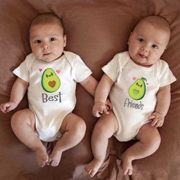 Rompers Best Friend Avocado Cartoon Twins Baby Boys and Girls Cute Jumpsuit Fashion HARAJUKU COTTON NOUVELLE COINE COSE DE BEBEL2405