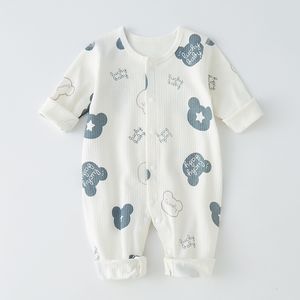 Rompertjes Bodysuits voor baby's Onesie katoenen mannen en vrouwen babykleding met lange mouwen harnas 230711