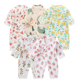 Rompers geboren 100% moslim katoen pyjama's baby kimono gewaad baby organische cartoon jumpsuit jongens meisjes romper slaapkleding 26 221018