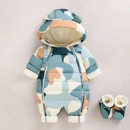 Barboteuses né automne hiver ensemble pour enfants infantile épaissir vêtements garçon à capuche bébé costume petites filles vêtements enfant en bas âge barboteuse 231122