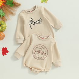 Barboteuses né bébé garçons filles Halloween vêtements lettre imprimer à manches longues sweat-shirts amples combinaisons salopette 230919