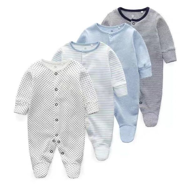 Barboteuses né bébé vêtements bébés fille pyjamas à pieds 2 Pack à manches longues 3 6 9 12 mois combinaisons pour bébé garçon 230228