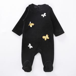 Mamelucos nacidos ropa de bebé mamelucos de terciopelo para niños monos negros mameluco de manga larga para niño y niña 0 24 meses 230915