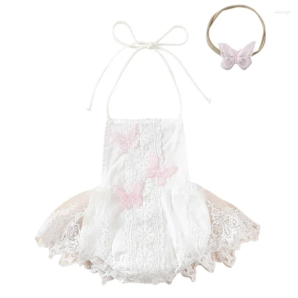 Barboteuse pour bébé fille, tenue Boho, en dentelle, en Tulle, à volants, bulle, combinaison, body, vêtements Poshoot