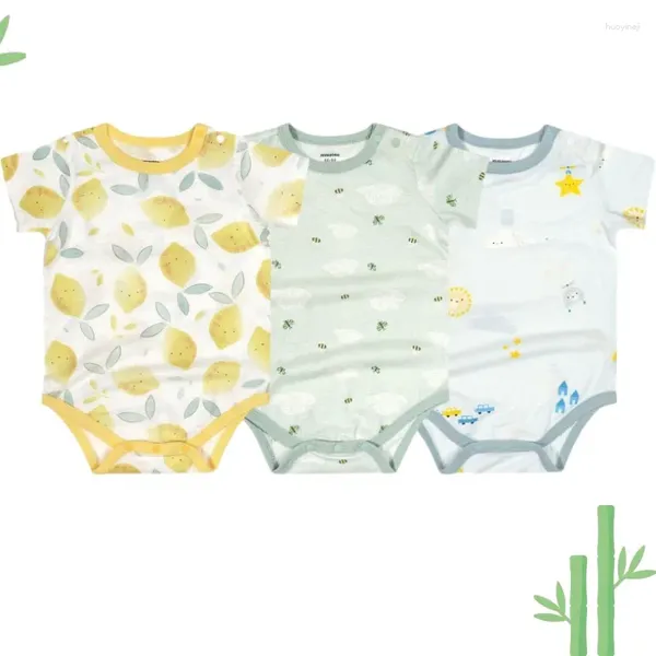 Rompères née bébé fille garçon bambou fibre à manches courtes roberie bébé enfant en bas âge en tout-petit carton confortable vêtements de nuit vêtements d'été 0-2