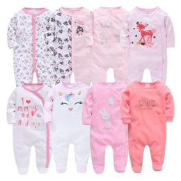 Rompertjes geboren babymeisje cartoon babyjongen jumpsuit de katoenen pak pyjama kinder jumpsuits 230925