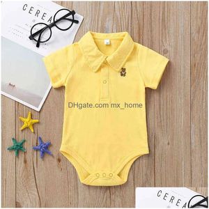 Rompers Born Baby Romper 0-12 mois Summer Solid 3 Couleurs Infant Boy Girl Vêtements Combinaison Bebies Roupas 211101 Drop Delivery Kids Dh6Jh