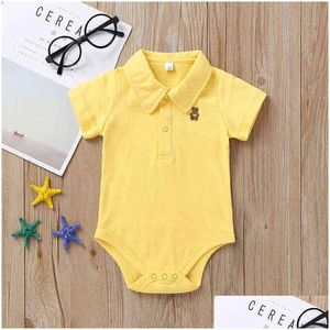 Mamelucos Born Baby Romper 012 Meses Verano Sólido 3 colores Infant Boy Girl Ropa Mono Bebies Roupas 211101 Drop Delivery Kids Dhw1A