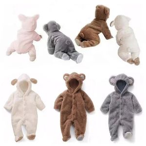 Rompertjes geboren baby rompertjes herfst winter warme fleece baby jongens kostuum baby meisjes kleding dier overall baby jumpsuits 231020