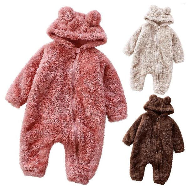 Mamelucos nacidos bebés bebés niñas dibujos animados oso con capucha mameluco polar mono abrigo verano neutral ropa para niños pequeños camisas niño pequeño