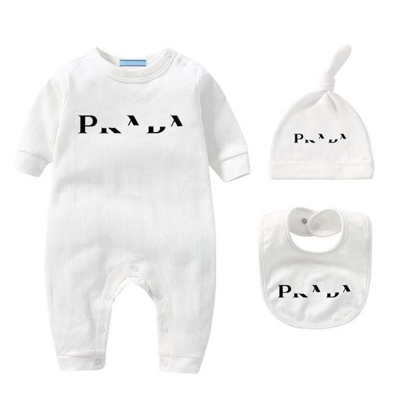 Barboteuses Né Body Body Bébé Vêtements Ensembles Avec Cap Bavoir 100% Coton Barboteuse Enfants Onesies Combinaisons Garçon Fille Vêtements Esskids Dhfpm