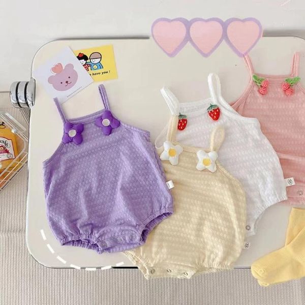 Mamelucos nacidos ropa de verano con tirantes de algodón lindo bebé niña trajes de una pieza a juego sin mangas para la familia de 0 a 12 meses