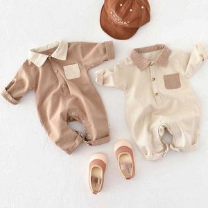Rompers Boy Polo Sweater Sleeves Long Sleeves Turndown Collar Raiper Cotton Jumps Coton One Piece Baby Girl Simple Rompers J220922