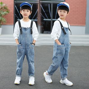 Rompers Boys Denim Overs Spring Summer Children Clothing Casual Suppender pantalones Jeans sólidos Jeans 230907