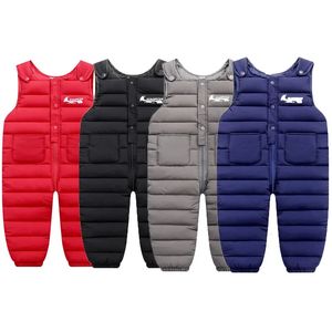 Barboteuses enfants vers le bas salopette pantalon épaissir chaud sangle hiver enfants vers le bas coton costume mode filles garçons combinaison 231007