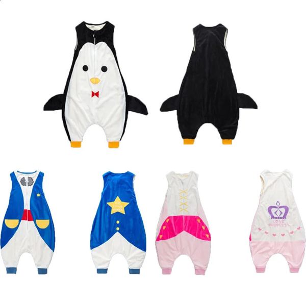 Barboteuses Sac de couchage sans manches pour enfants flanelle bébé mignon dessin animé bébé fille pyjamas 231214