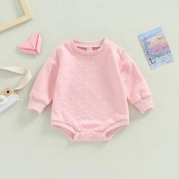 Barboteuses CitgeeAutumn Infant Born Baby Girls Combinaisons Motif Coeur Casual Manches Longues Body Rose Vêtements