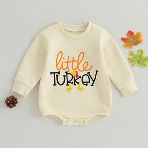 Rompertjes CitgeeAutumn Thanksgiving Day Peuter Baby Jongens Meisjes Sweatshirt Romper Brief Print Lange Mouw Jumpsuit Leuke Herfstkleding