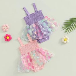 Barboteuses CitgeeSummer Enfant en bas âge bébé filles robe body maille jupe froncée plissée combinaisons vêtements combishorts